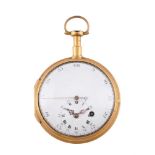 A SWISS OR FRENCH GILT METAL VERGE CENTRE-SECONDS POCKET WATCH