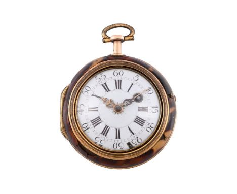 A FRENCH LOUIS XV/XVI GOLD REPOUSSE AND TORTOISHELL DUMB-REPEATING PAIR-CASED VERGE POCKET WATCHCLOUZIER, PARIS, THIRD QUARTE