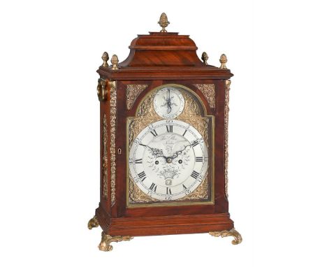 A GEORGE III BRASS MOUNTED FIGURED MAHOGANY TABLE/BRACKET CLOCK WITH TRIP-HOUR REPEATTHOMAS PACE, LONDON, CIRCA 1785The five 