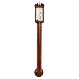 A REGENCY LINE INLAID MAHOGANY MERCURY STICK BAROMETER