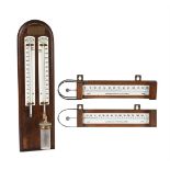 TWO PAIRS OF FAHRENHEIT SCALE MERCURY TUBE THERMOMETERS FOR USE IN WEATHER FORCASTING