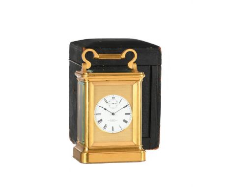 A FINE VICTORIAN GILT BRASS GIANT CHRONOMETER CARRIAGE TIMEPIECE WITH ORIGINAL TRAVELLING CASEEDWARD WHITE, LONDON, NO. 691, 