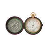 A GILT BRASS ANEROID POCKET WEATHER FORETELLER BOROMETER OR ‘WEATHER WATCH’