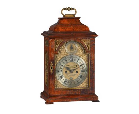 A FINE GEORGE II GILT BRASS MOUNTED WALNUT TABLE/BRACKET CLOCK WITH PULL-QUARTER REPEAT ON SIX BELLSWILLIAM WEBSTER, LONDON, 