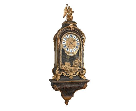 Y&nbspA FRENCH REGENCE BOULLE BRACKET CLOCK WITH WALL BRACKETANDRE HORY, PARIS, CIRCA 1725The rectangular five shouldered bal