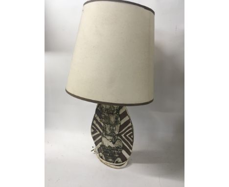 A Ceramic Contemporary art lamp by Bernard Rooke. With shade Hight 66cm