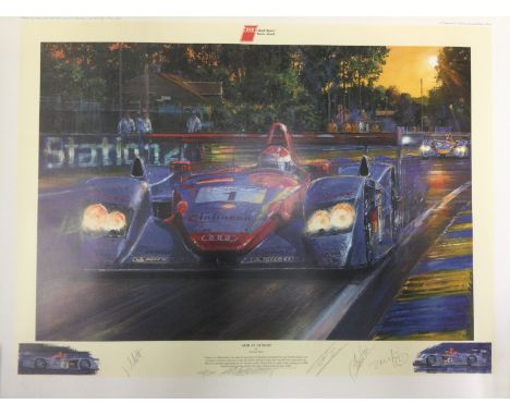 Nicholas Watts (1947-). An unframed limited edition lithograph print 'Audi At Le Mans', numbered and signed 316/500 and autog