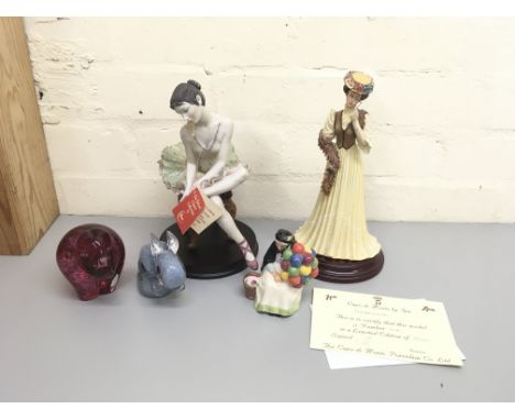 A collection of ceramic figures including a limited edition Capo-Di-Monte Genevieve figurine, Belcari Classic collection figu