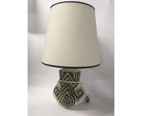 A Contemporary ceramic lamp with shade by Bernard Rooke with a white shade height 60cm.