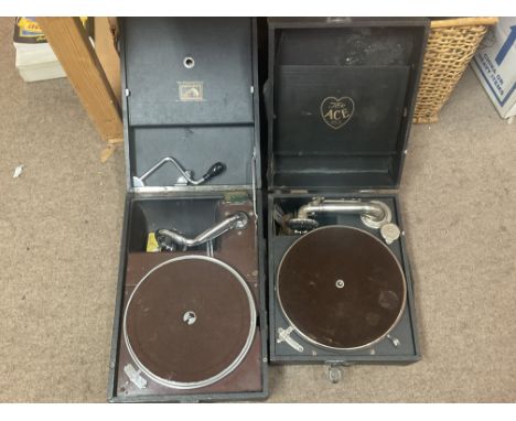 Vintage cased gramophones