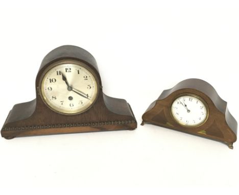 An Edwardian mantle clock and one other clock approximately 20 and 14cm tall. Postage cat D NO RESERVE