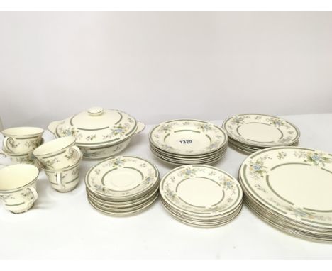A Quality Royal Doulton English fine bone China dinner service Adrienne pattern The Romance Collection six place setting incl