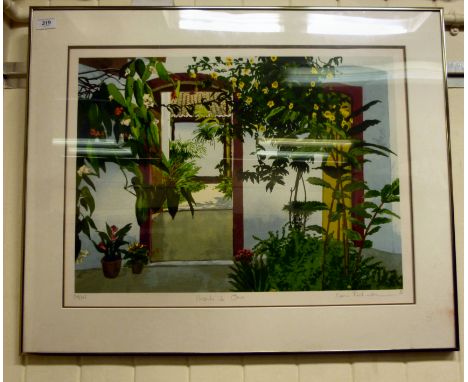 After Ilana Richardson - flowers around a verandah  Limited Edition 174/225 print  bears a pencil signature & dated '86  18''