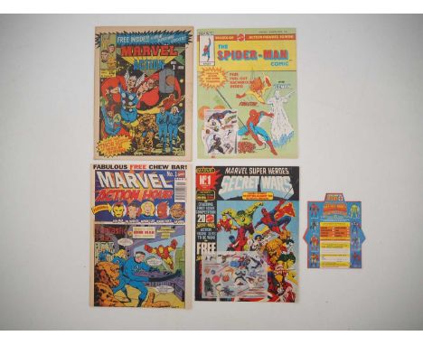 MARVEL UK FIRST ISSUE LOT (4 in Lot) - Includes MARVEL ACTION #1 (1981) + THE SPIDER-MAN COMIC #1 (4/5/1985 - with RUB-DOWN T