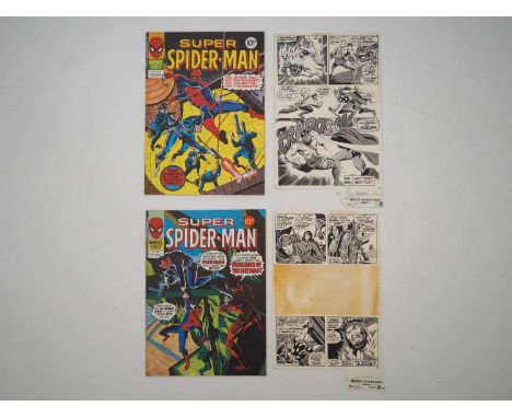 SUPER SPIDER-MAN #281 & 282: COMICS & ACTUAL BLACK AND WHITE ARTWORK BOARD (4 in Lot) - The MARVEL US office would use a Zipa