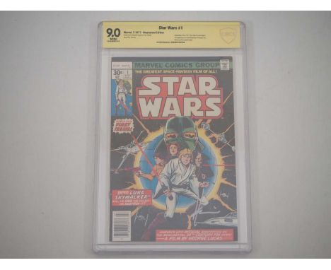 STAR WARS #1 - (1977 - MARVEL) - GRADED 9.0 (VF/NM) by CBCS (NEWSSTAND EDITION)- The First issue of Marvel Comics adaption of