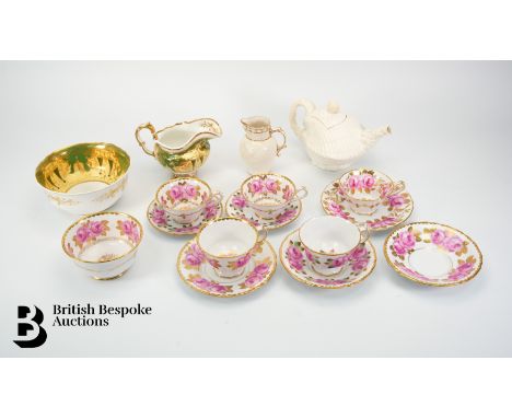 Miscellaneous tea wares, including 19th century Royal Worcester cream jug, a 19th century cream tea pot in the form of a limp