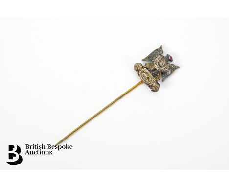Silver and ruby Waterloo Royal Scots Dragoon Guards tie pin.&nbsp;