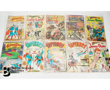 Collection of comics, including DC Comics Superman Feb #151 1962, October #156 1962 , January #158 1963, October #172 1964, A