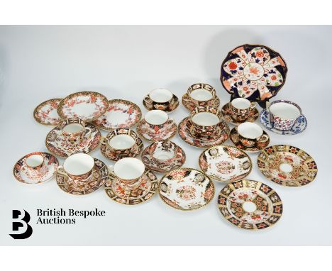 Collection of tea ware, including Royal Crown Derby Imari pattern including Old Imari 1952 five cups and saucers, Imari 2712 