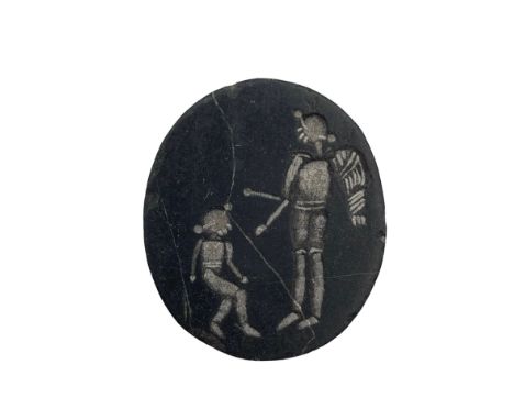 Roman style 'Magic Gem' intaglio amulet, possibly depicting Isis and Harpocrates, 2.6cm x 2.2cm