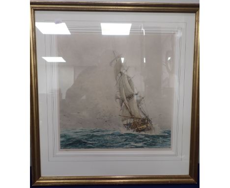 W L WYLLIE BEATING HOME Signed lithograph, published in 1913 by F Hanfstaengl, 56 x 60 cms