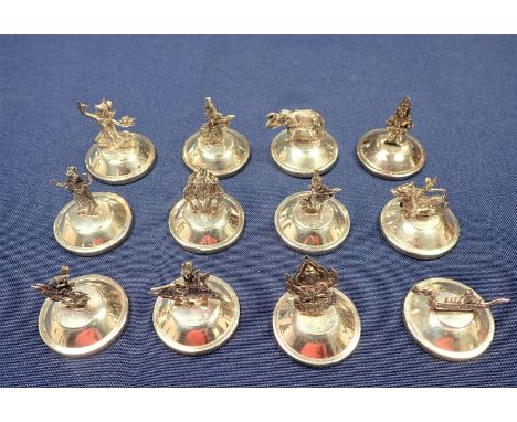 THAI STERLING SILVER MENU HOLDERS set of 12