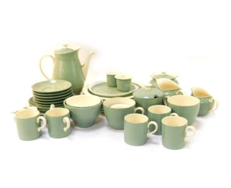 A Wedgwood Bloom pattern part coffee service, comprising coffee pot, two sugar bowls, five coffee cans, two egg cups, two mil