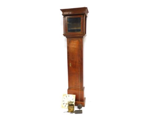 G Jackson of Colesworth. A 19thC oak cased long case clock, the square enamel dial bearing Roman numerals, with hand painted 