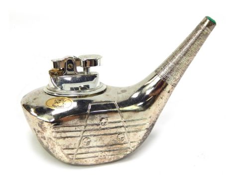 A Panther novelty chrome plated cigarette lighter, in the form of a golf driver, 15cm long, boxed. 