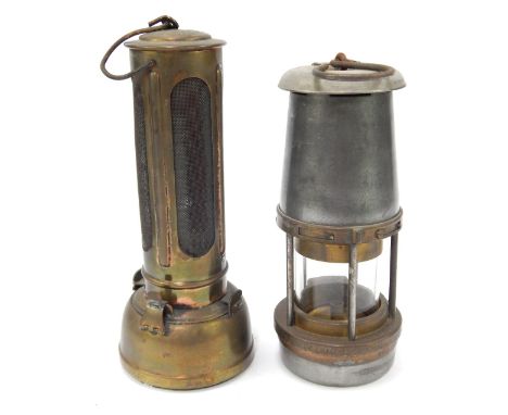 Two vintage miners lamps, comprising a Nobby of Birmingham Burner, 23cm high, and a Wolf Type FS lamp, 22cm high. (2)