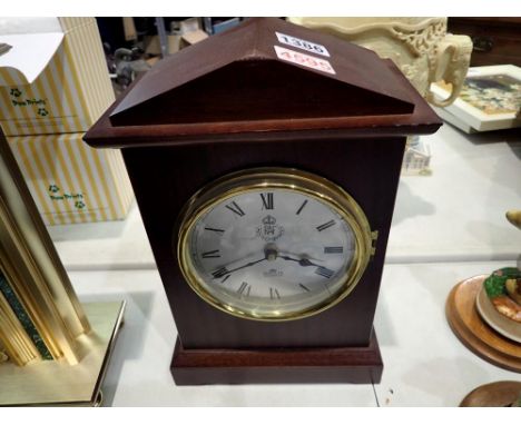 Sewills RAF dedicated quartz mantle clock in mahogany case. Not available for in-house P&amp;P 