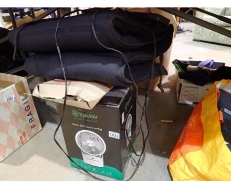 Xpelair 360 fan, heatpad and a Homedics body massage cushion. All electrical items in this lot have been PAT tested for safet