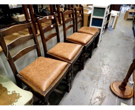 Four ladder back dining chairs with drop in seats. Not available for in-house P&amp;P 
