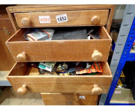 Handcrafted chest of four drawers containing hand tools. Not available for in-house P&amp;P 