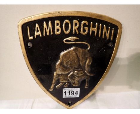 Cast iron Lamborghini sign, H: 22 cm. UK P&amp;P Group 1 (£16+VAT for the first lot and £2+VAT for subsequent lots) 