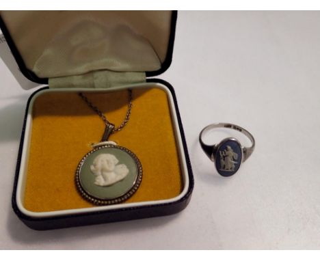 Wedgwood silver necklace and ring. UK P&amp;P Group 1 (£16+VAT for the first lot and £2+VAT for subsequent lots) 