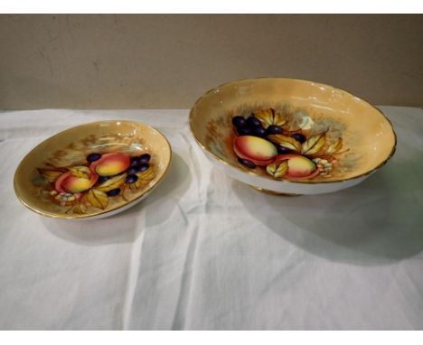 Small Aynsley comport and dish in the Orchard Gold pattern, some light scratches, no chips or cracks. UK P&amp;P Group 2 (£20