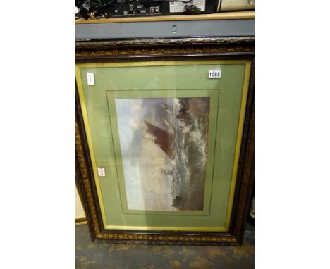 Large framed print of ships at sea. Not available for in-house P&amp;P 