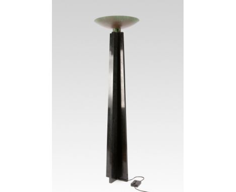 MASSIMO &amp; LELLA VIGNELLI (Milan, 1931-2014).Floor lamp Model Wagneriana.Black marble.Published by Casigliani, Pisa, Italy