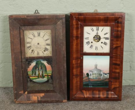 Two American shelf clocks to include weight driven Sperry and Shaw with Merchants Exchange, Philadelphia to glazed door and a