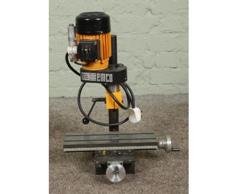 An Emco Compact 5 bench top milling machine on cross slide.