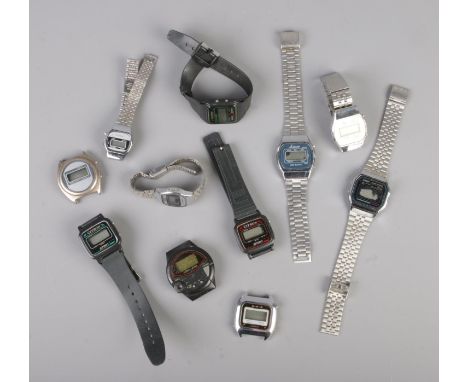 An assorted tray of digital watches including Casio, Citron, Sanyo etc.