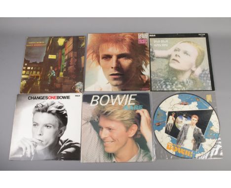 David Bowie, six vinyl LP records to include The Rise and Fall of Ziggy Stardust and the Spider from Mars (First Pressing, SF