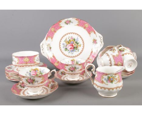 A Royal Albert Lady Carlyle pattern tea service  Overall good condition.