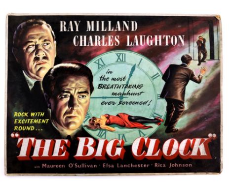 The Big Clock (1948) - Original hand painted poster artwork, starring Ray Milland and Charles Laughton, on board, 45 x 61 cm.
