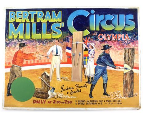 Bertram Mills Circus, Olympia - 'Jackson family &amp; Lawler' (1936), original hand painted poster artwork, on board, 51 x 69