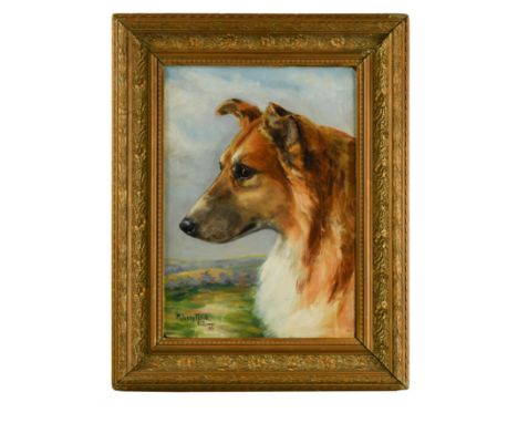 'Molesey Patch', a Collie titled and signed lower left 'E L Tanner / 1912' oil on board 35 x 24.5 cmCondition report: On Reev