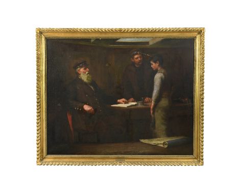 'Rating a Stowaway - The Skipper's Decision' oil on canvas 100 x 125.5 cmCondition report: Oil on canvas which has been lined