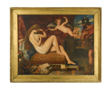 Venus, Cupid and Mars oil on paper mounted onto canvas 52 x 65 cmCondition report: A Christie's stencil to the stretcher. Oil